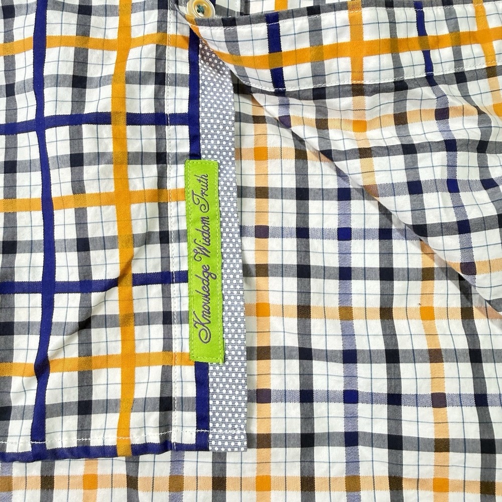 Robert Graham‎ Shirt Mens Medium Multi Colored Tailored Fit Checkered Flip Cuff - Picture 3 of 8